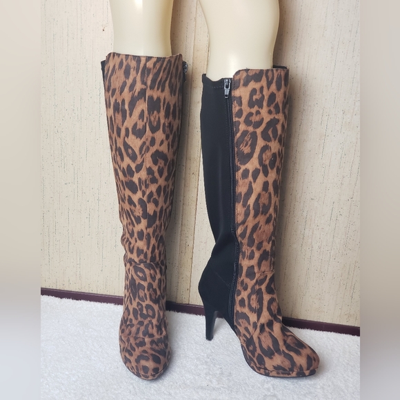 Cato Shoes Cato Size 8 Leopard Print And Black Boots Poshmark